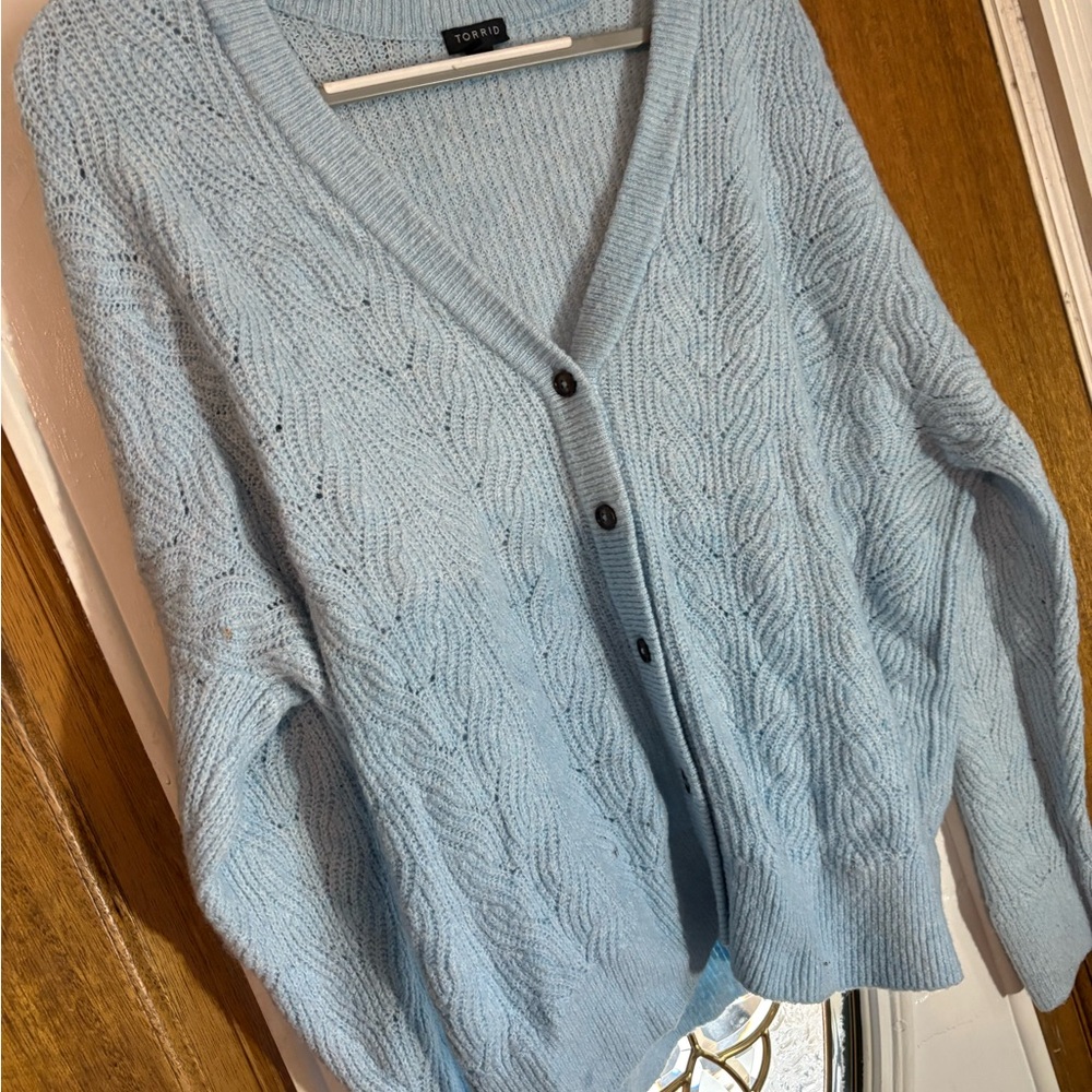 Torrid Light Blue Cable Knit Cardigan